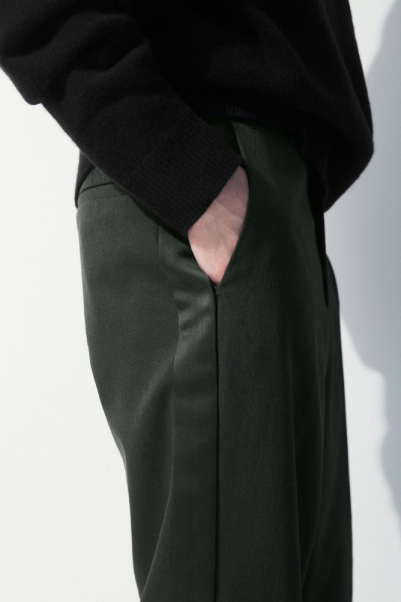 Dark Green Cos The Wool Tuxedo Trousers | ITLHY7106