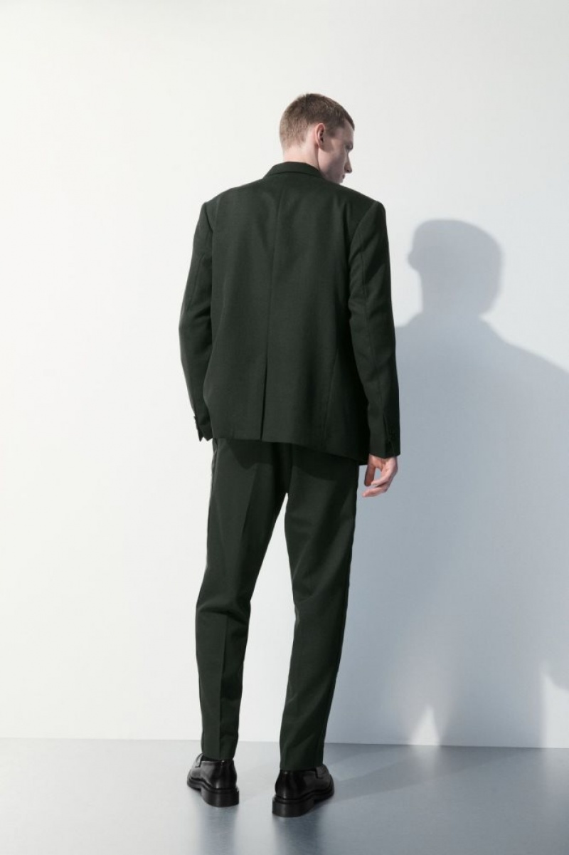 Dark Green Cos The Wool Tuxedo Trousers | ITLHY7106