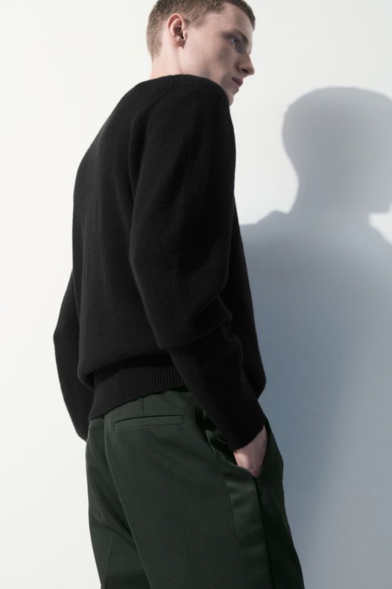 Dark Green Cos The Wool Tuxedo Trousers | ITLHY7106