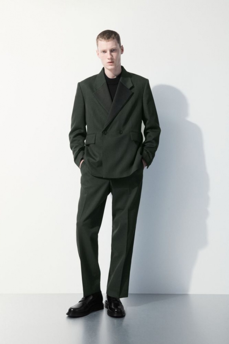 Dark Green Cos The Wool Tuxedo Trousers | ITLHY7106