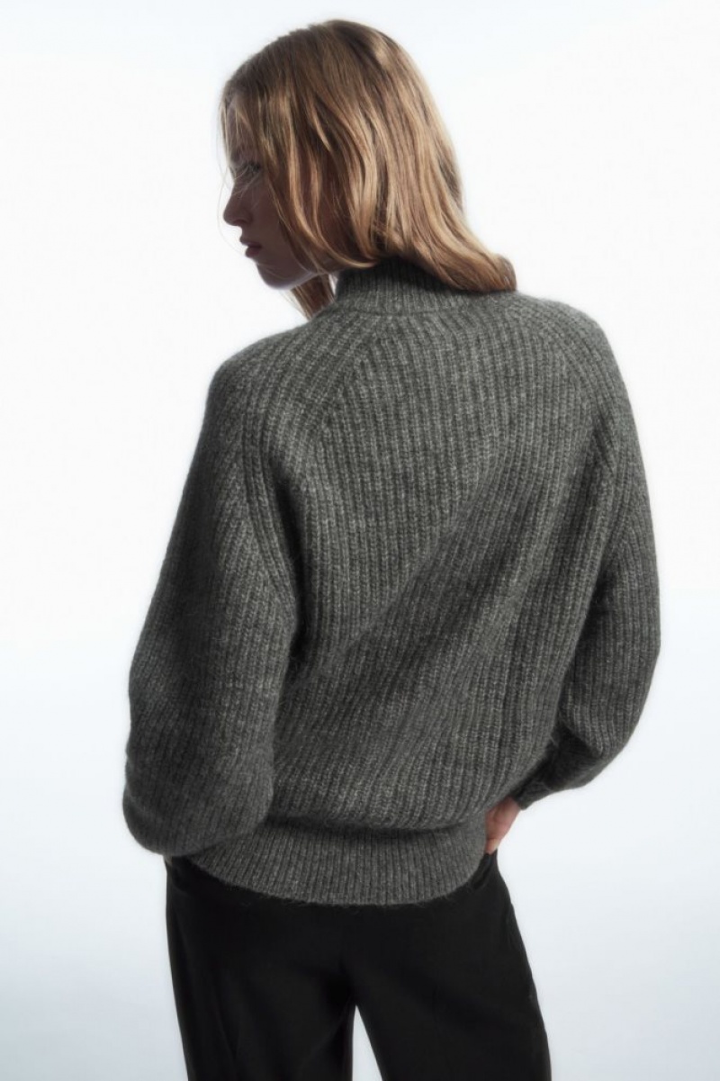 Dark Grey Cos Alpaca-blend Zip-up Cardigan | CARHE5634