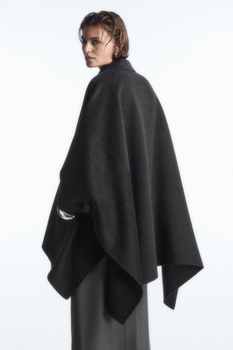 Dark Grey Cos Double-faced Wool Cape | SUHKF4179