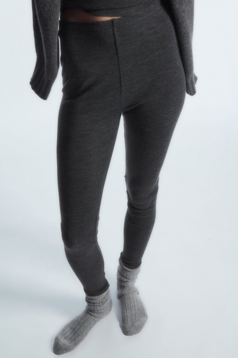 Dark Grey Cos Merino Wool Leggings | WUNBZ3092