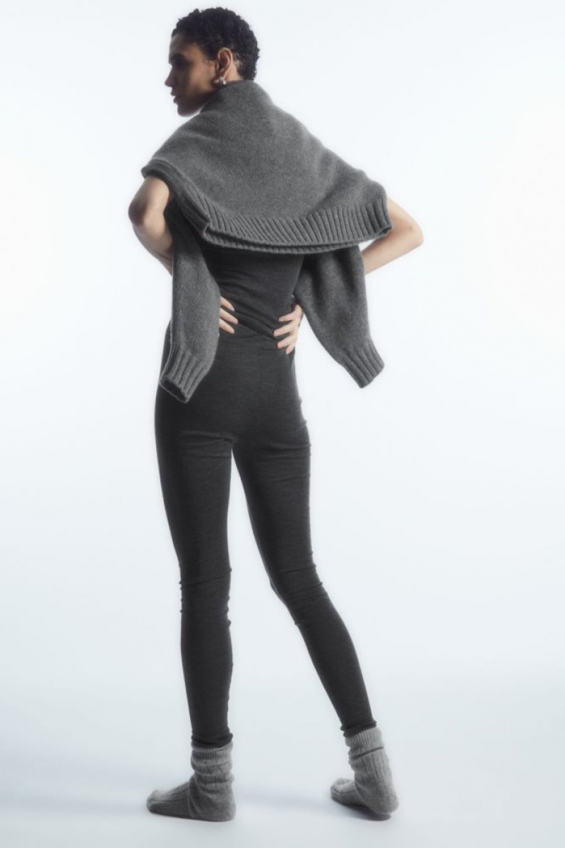 Dark Grey Cos Merino Wool Leggings | WUNBZ3092