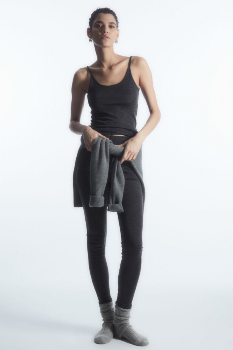 Dark Grey Cos Scoop-neck Merino Wool Tank Top | OHTWE9301