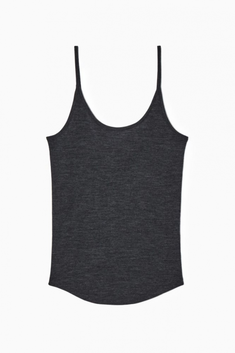 Dark Grey Cos Scoop-neck Merino Wool Tank Top | OHTWE9301