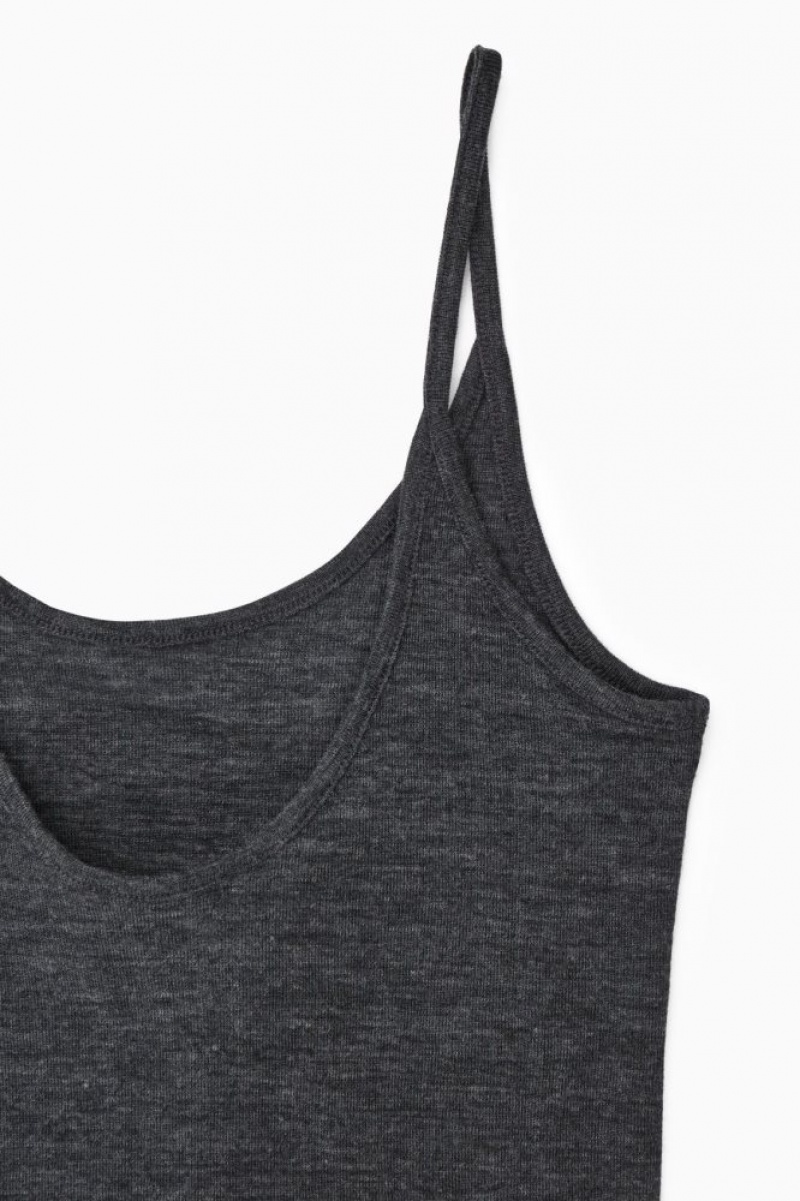 Dark Grey Cos Scoop-neck Merino Wool Tank Top | OHTWE9301