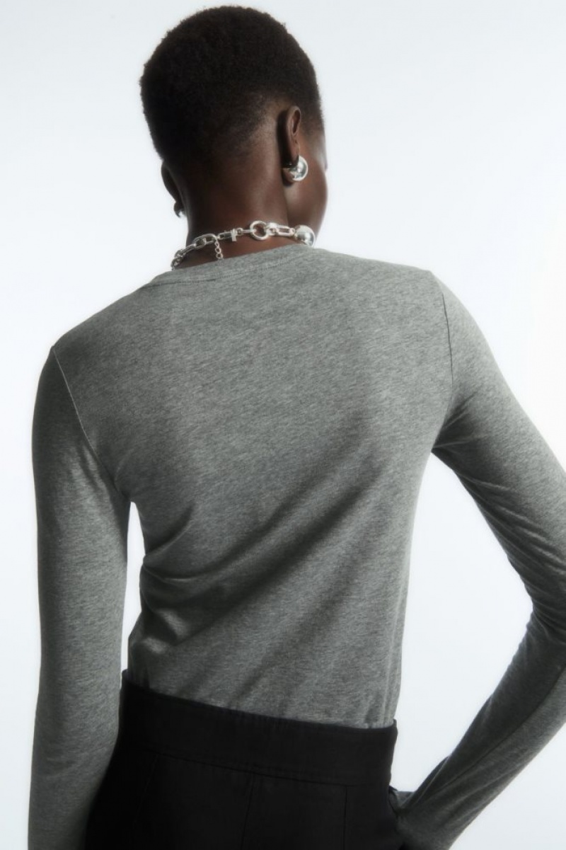 Dark Grey Cos Slim-fit Long-sleeve Top | UJPCQ9271