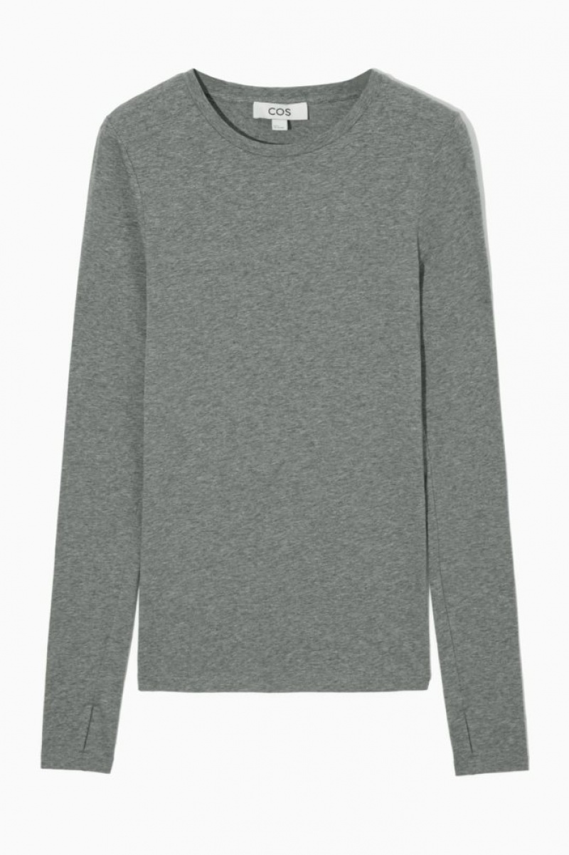 Dark Grey Cos Slim-fit Long-sleeve Top | UJPCQ9271