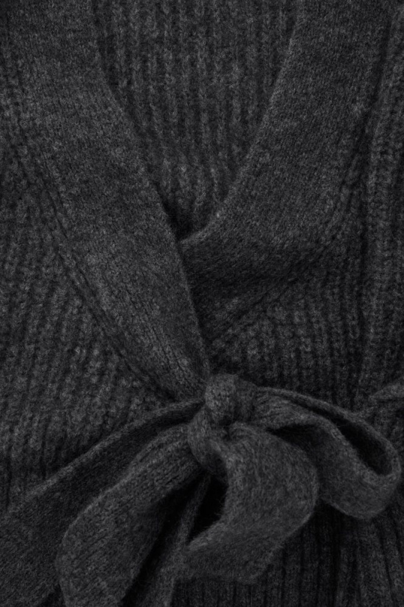 Dark Grey Cos Textured Alpaca-blend Wrap Cardigan | ISRGP2871