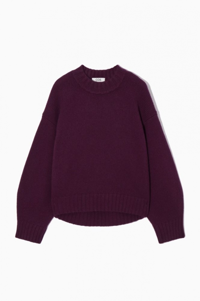 Dark Purple Cos Chunky Pure Cashmere Crew-neck Sweater | IVFYT7409