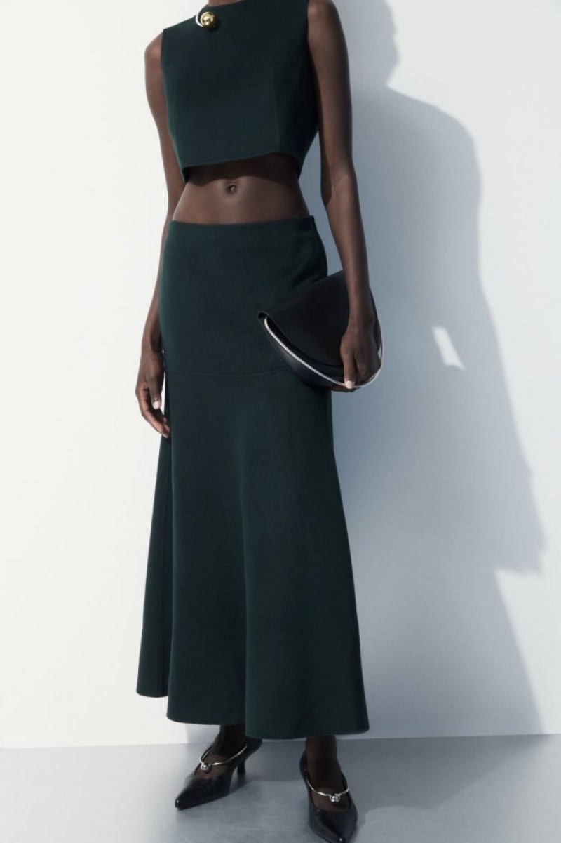 Dark Turquoise Cos The Wool-blend Midi Skirt | OPAVK3285