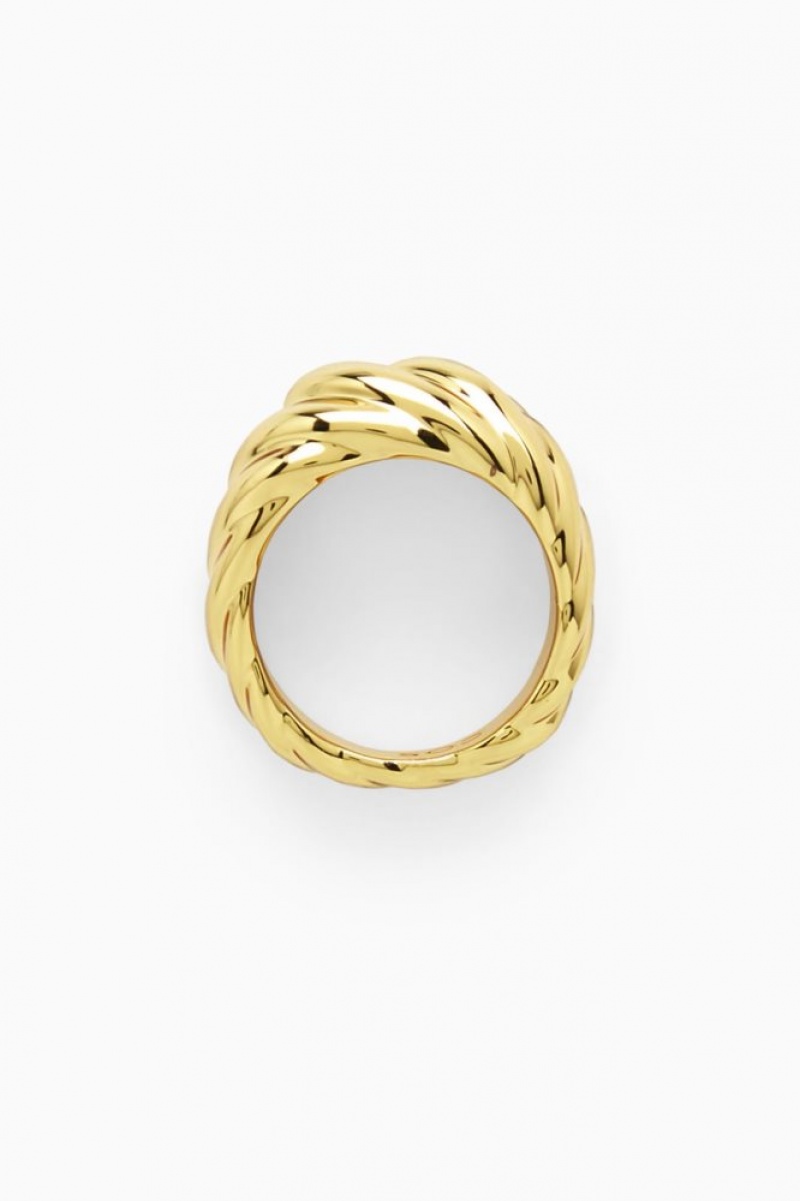 Gold Cos Chunky Plait Ring | LMINO6983