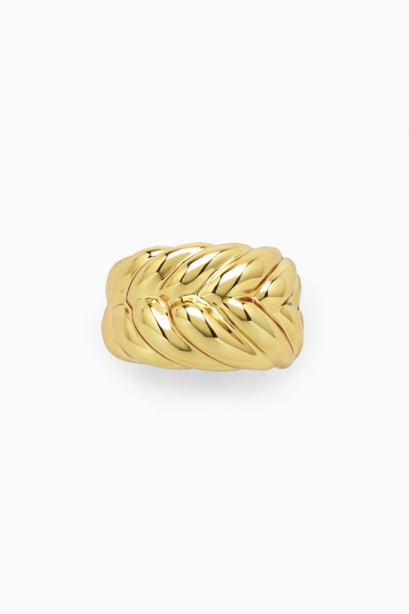 Gold Cos Chunky Plait Ring | LMINO6983