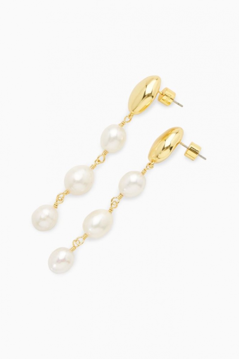 Gold Cos Freshwater Pearl Dangly Earrings | LFMUJ3709