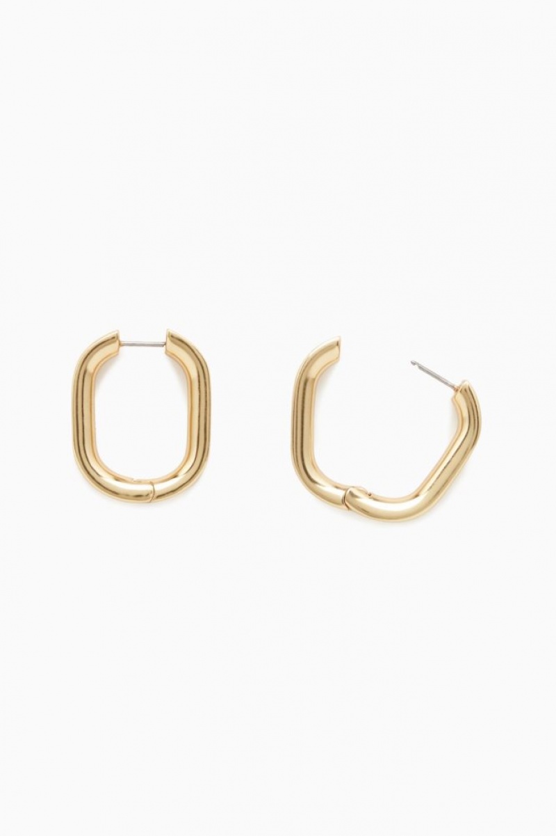 Gold Cos Oval Hoop Earrings | ETQYI8431