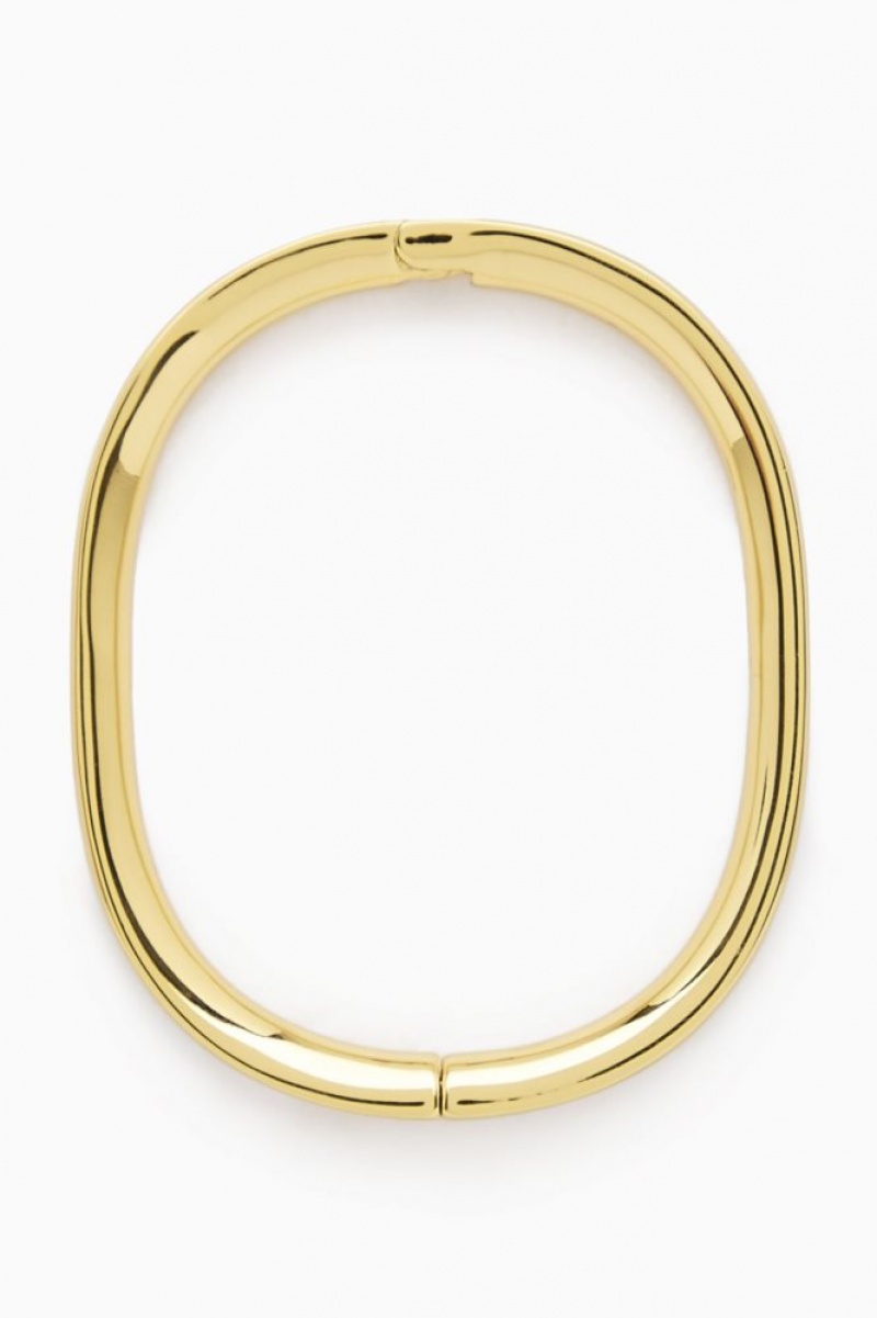 Gold Cos Recycled Brass Hinged Bangle | QYIBO2478