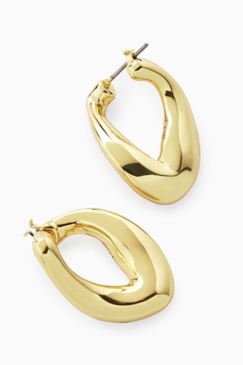 Gold Cos Twisted Hoop Earrings | QXACK8735