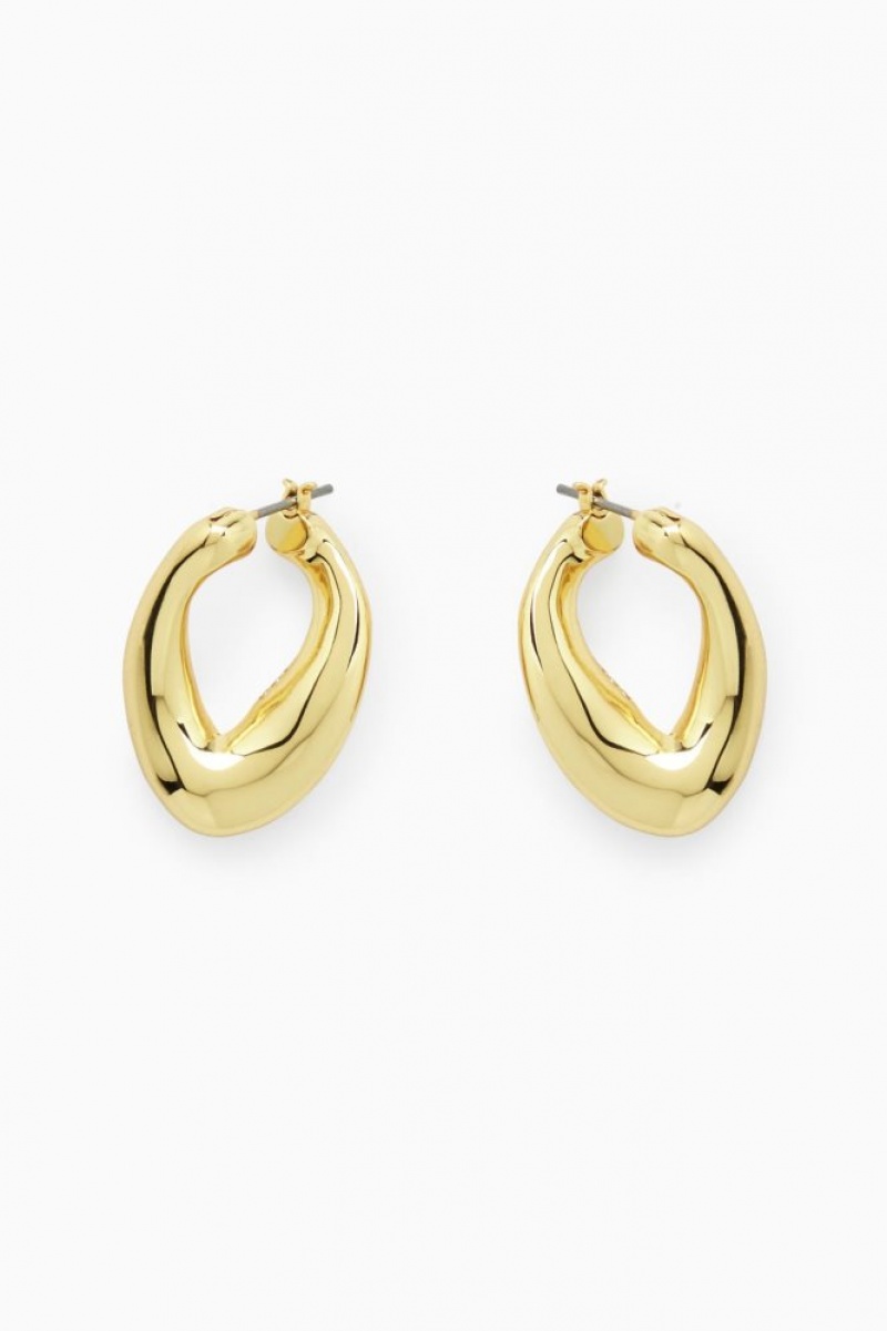 Gold Cos Twisted Hoop Earrings | QXACK8735