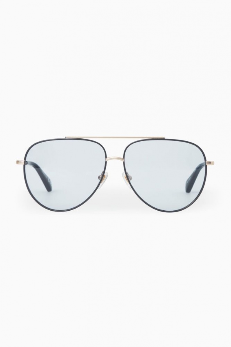 Gold / Blue Cos The Aviator Metal Sunglasses | WVSBP6297