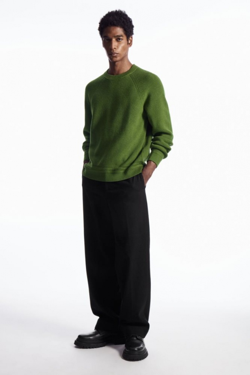 Green Cos Crew-neck Wool Sweater | HXBZU4512