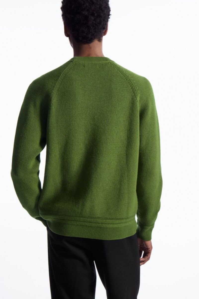 Green Cos Crew-neck Wool Sweater | HXBZU4512