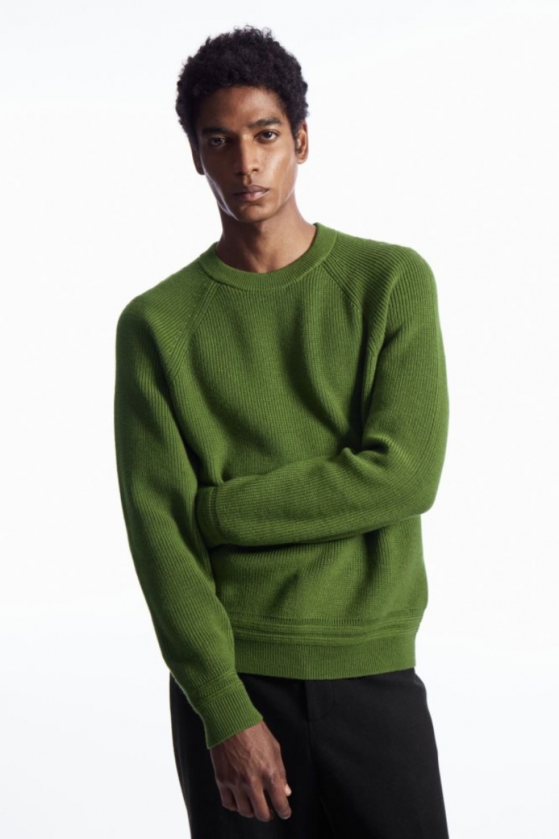 Green Cos Crew-neck Wool Sweater | HXBZU4512