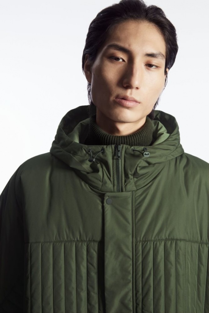 Green Cos Hooded Quilted Hybrid Vest | YRZFB4592