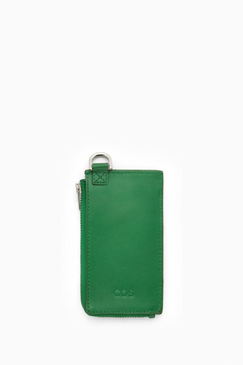 Green Cos Leather Zipped Cardholder | WVDIL5831