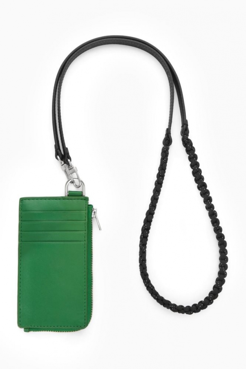 Green Cos Leather Zipped Cardholder | WVDIL5831