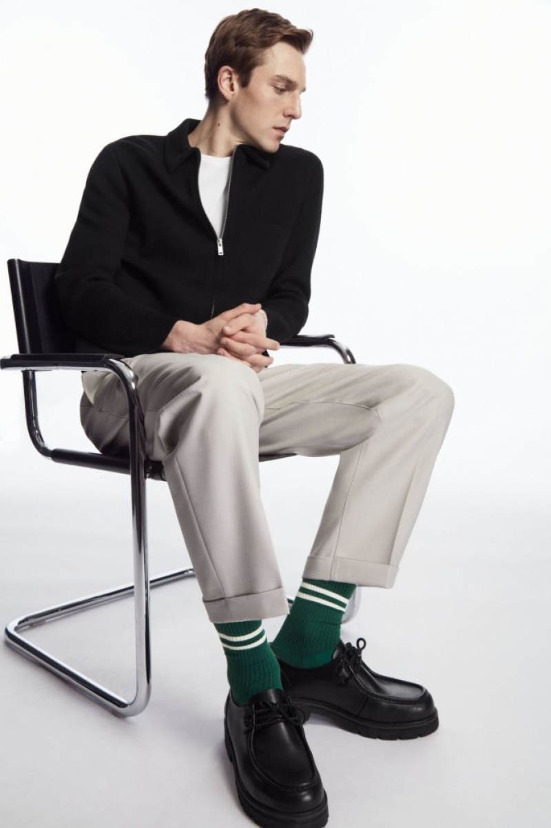 Green / White Cos Striped Sports Socks | QPHJA0765