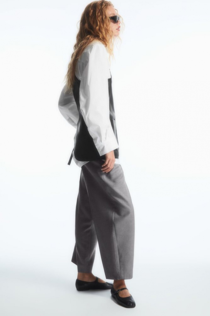 Grey Cos Barrel-leg Wool Pants | ELKSH8639