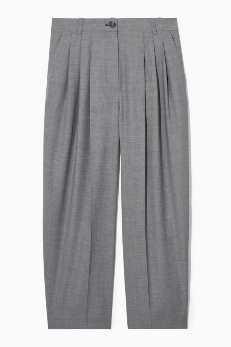 Grey Cos Barrel-leg Wool Pants | ELKSH8639