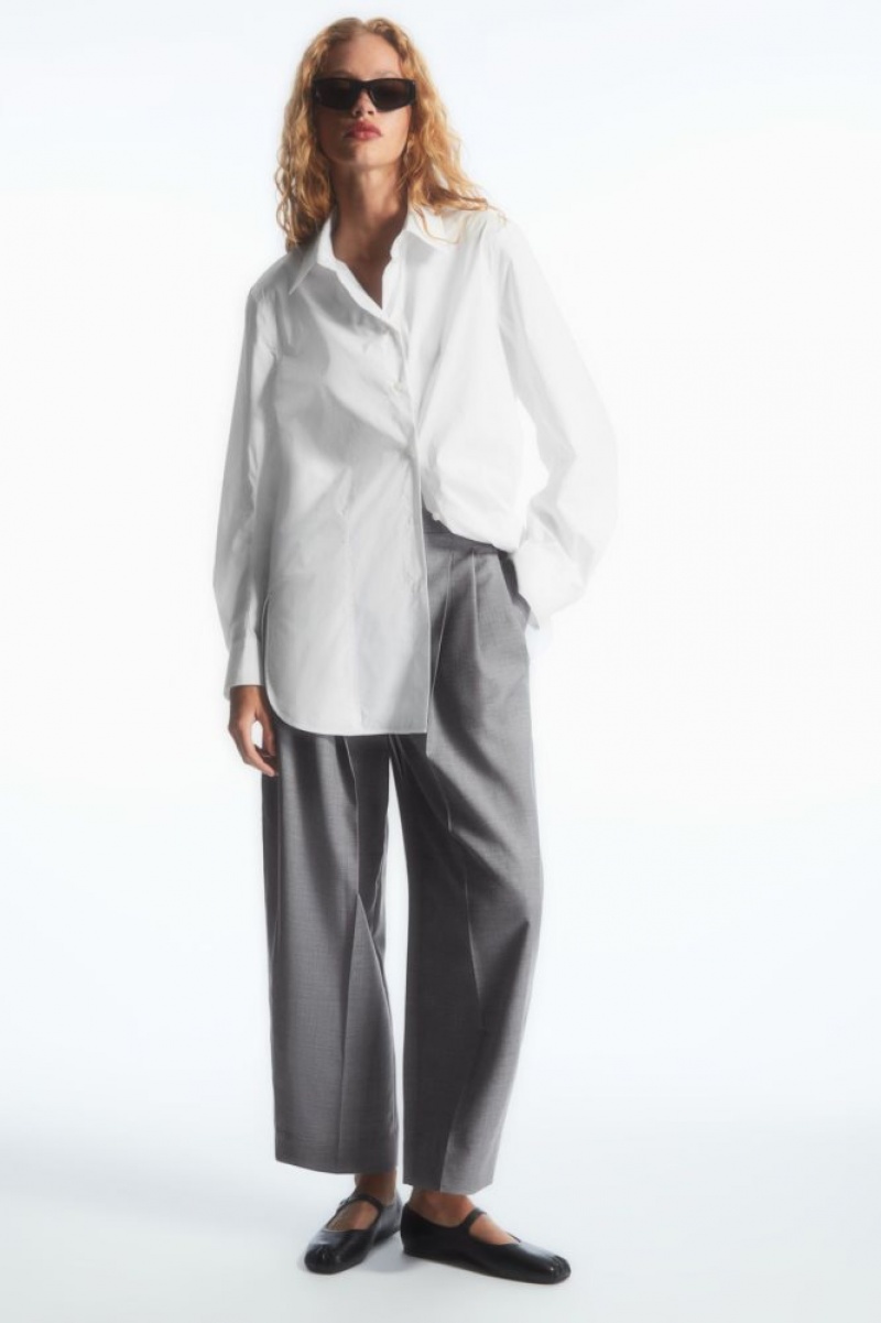 Grey Cos Barrel-leg Wool Pants | ELKSH8639