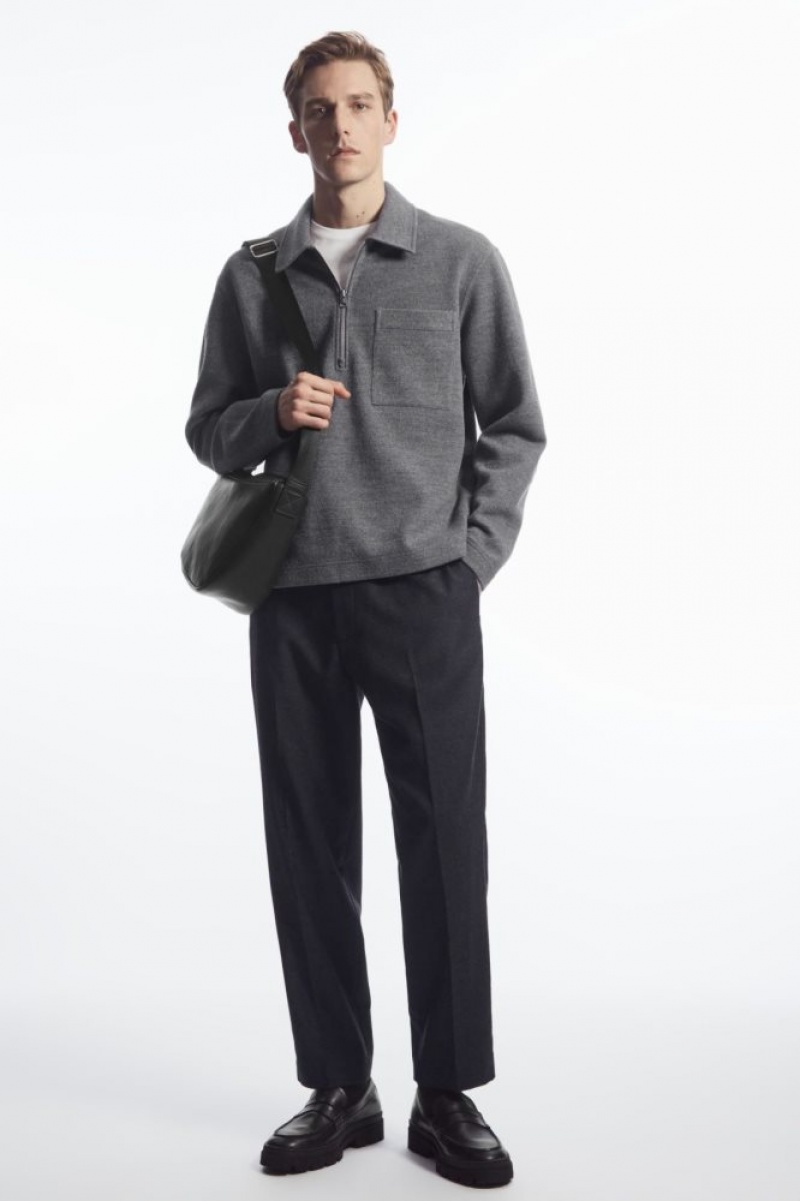 Grey Cos Half-zip Wool-blend Sweater | XAZLQ8475