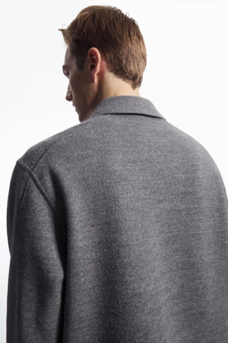 Grey Cos Half-zip Wool-blend Sweater | XAZLQ8475