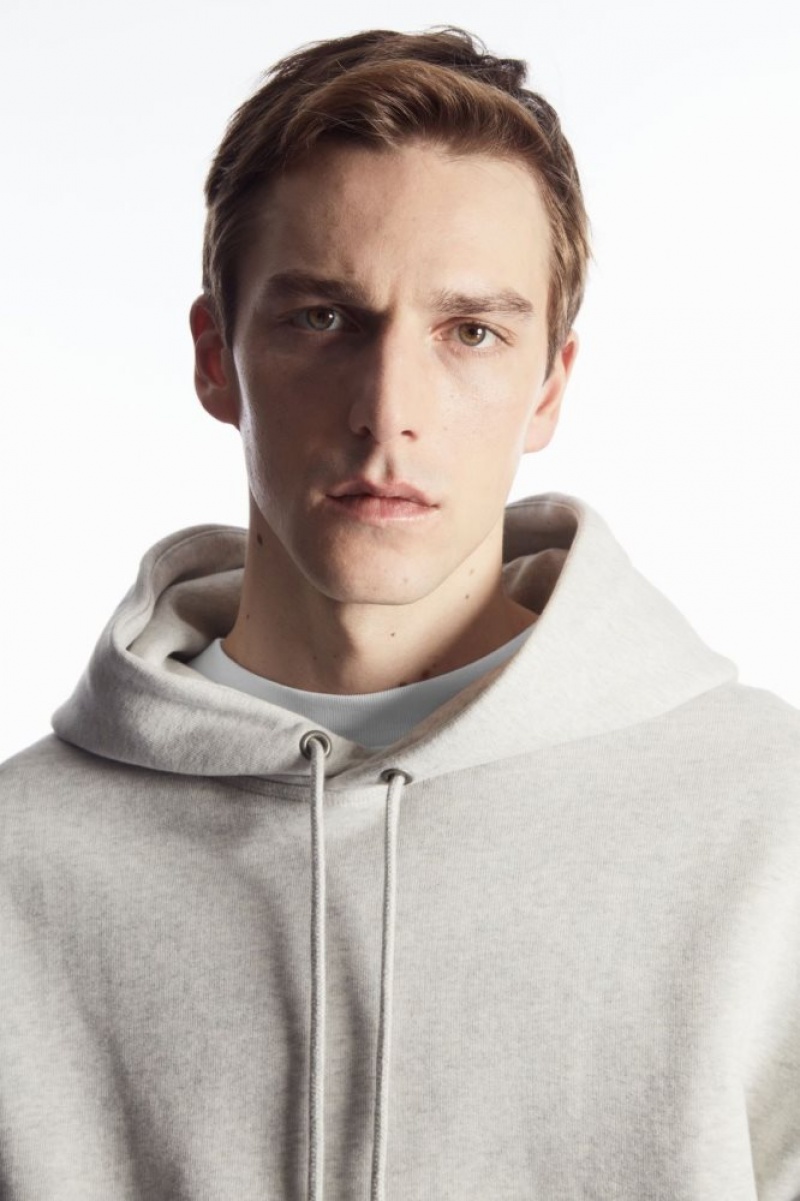 Grey Cos Heavyweight Paneled Hoodie | ZUEQY6750