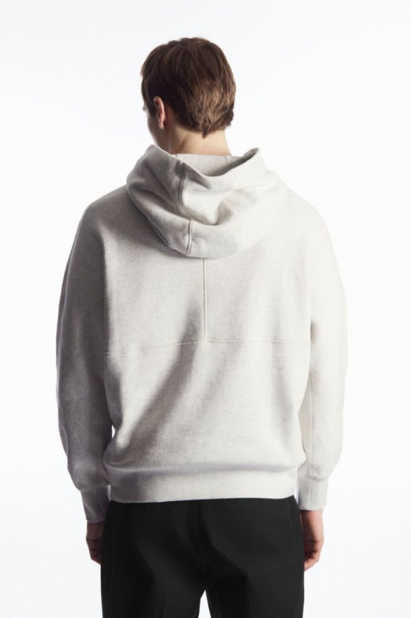 Grey Cos Heavyweight Paneled Hoodie | ZUEQY6750