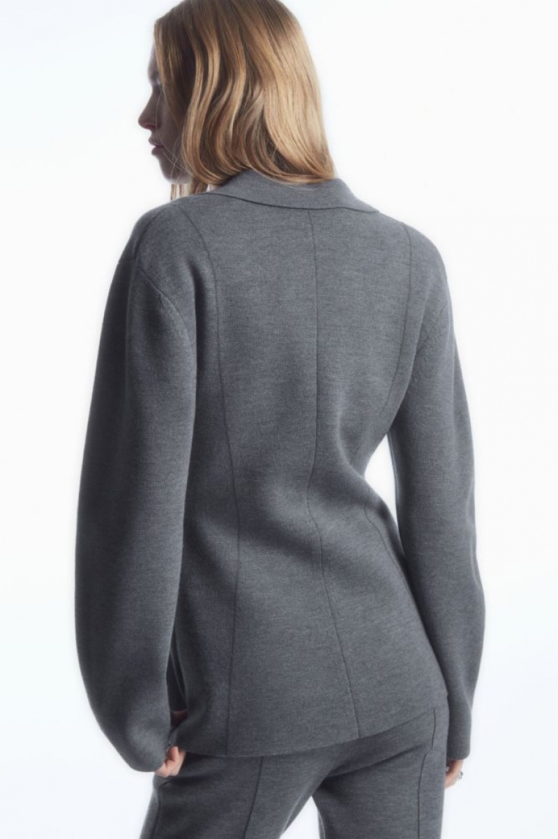 Grey Cos Knitted Waisted Blazer | KVBJN9425