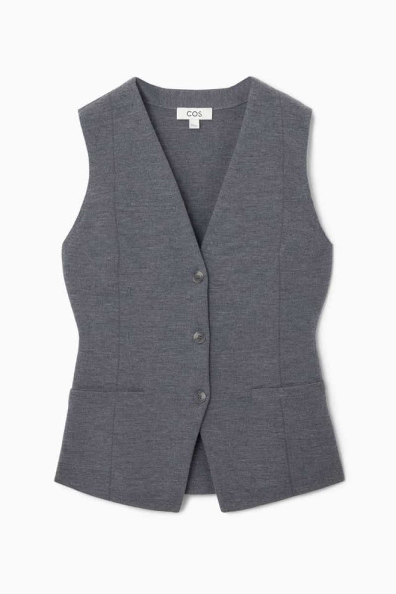 Grey Cos Longline Knitted Wool Vest | IFAYU2189