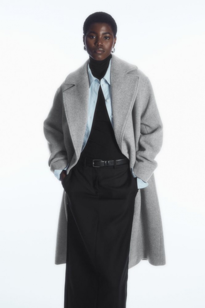 Grey Cos Oversized Double-breasted Wool Coat | WEXOS9731