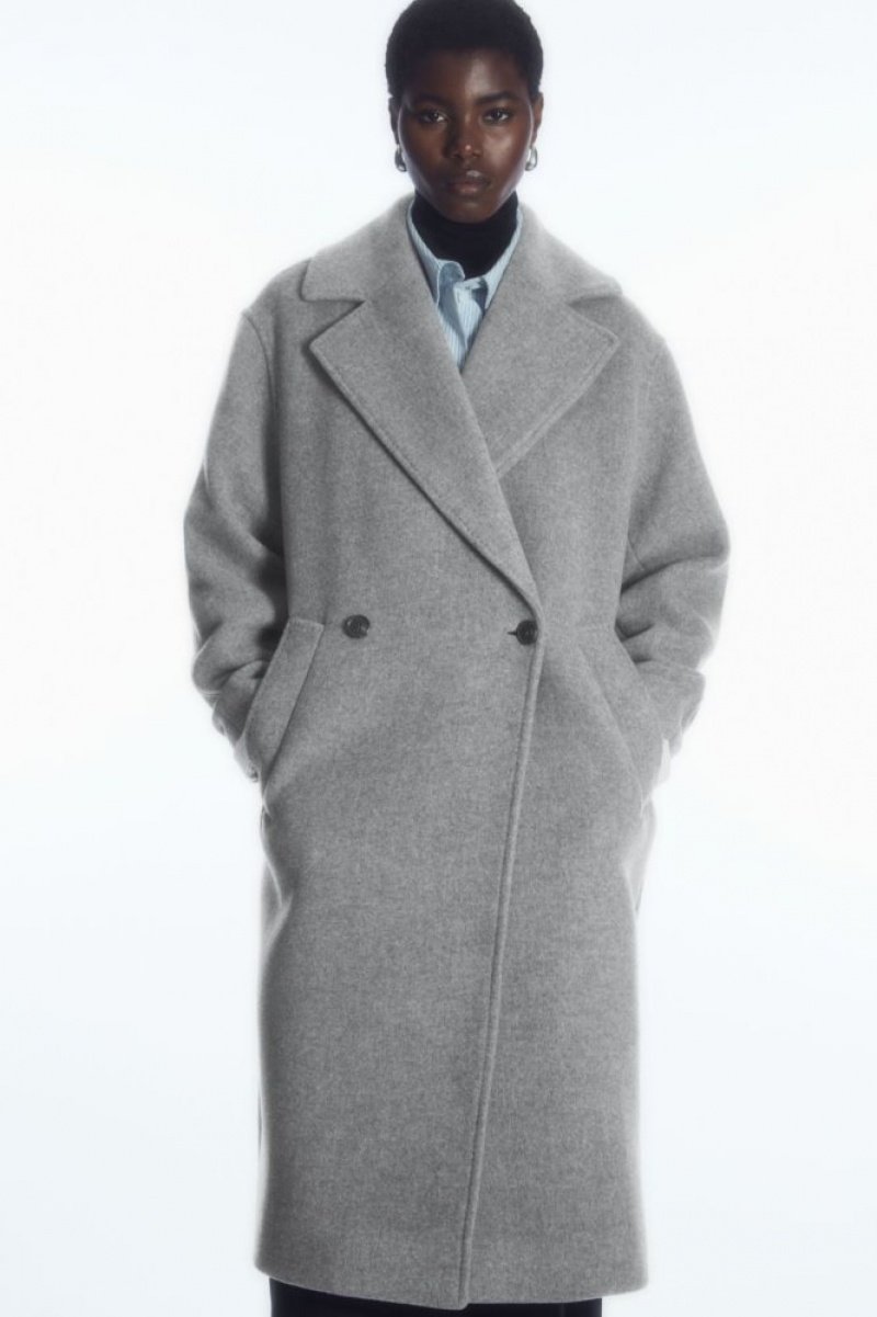 Grey Cos Oversized Double-breasted Wool Coat | WEXOS9731