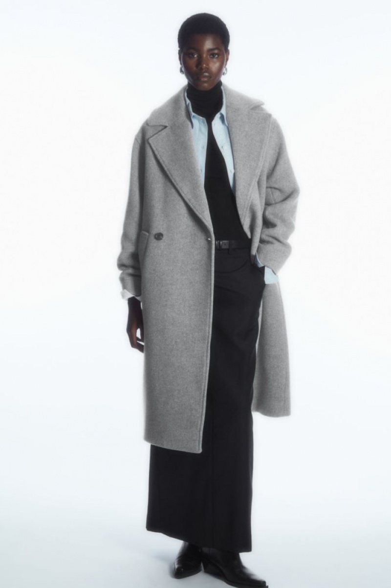 Grey Cos Oversized Double-breasted Wool Coat | WEXOS9731