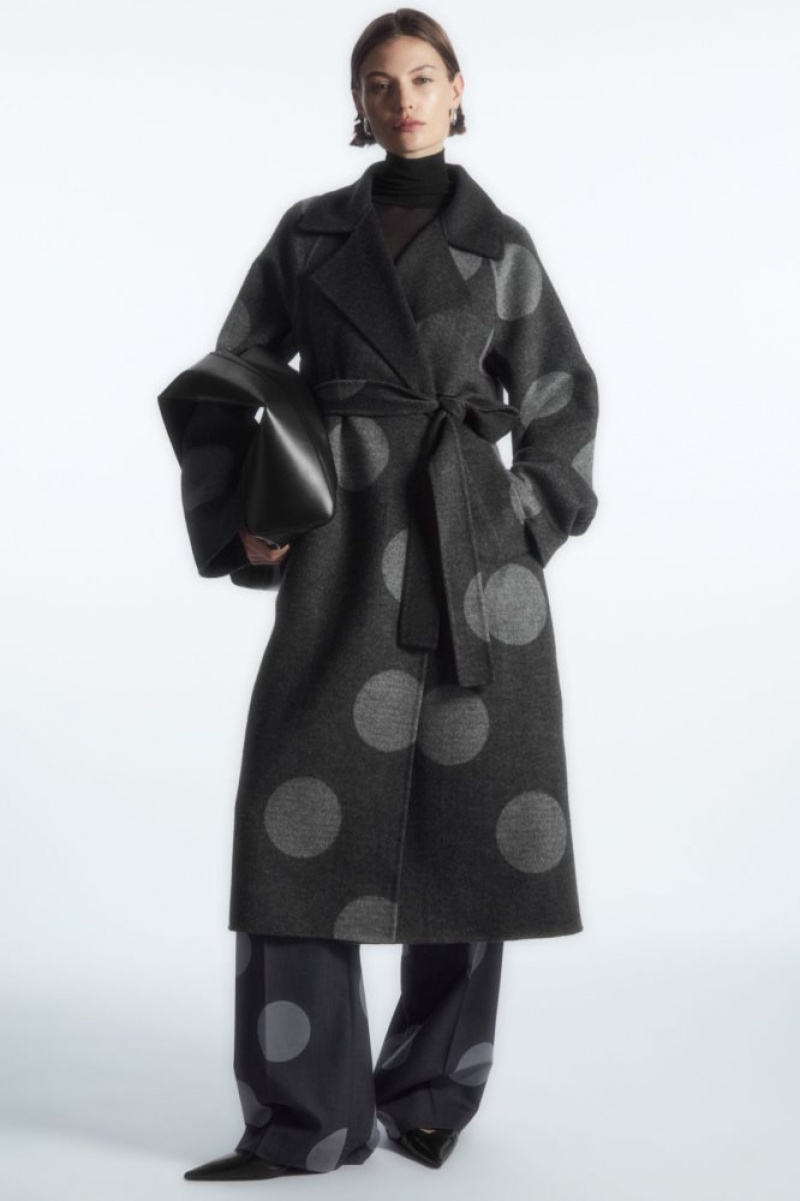 Grey Cos Oversized Polka-dot Wool Coat | AGRTF2687