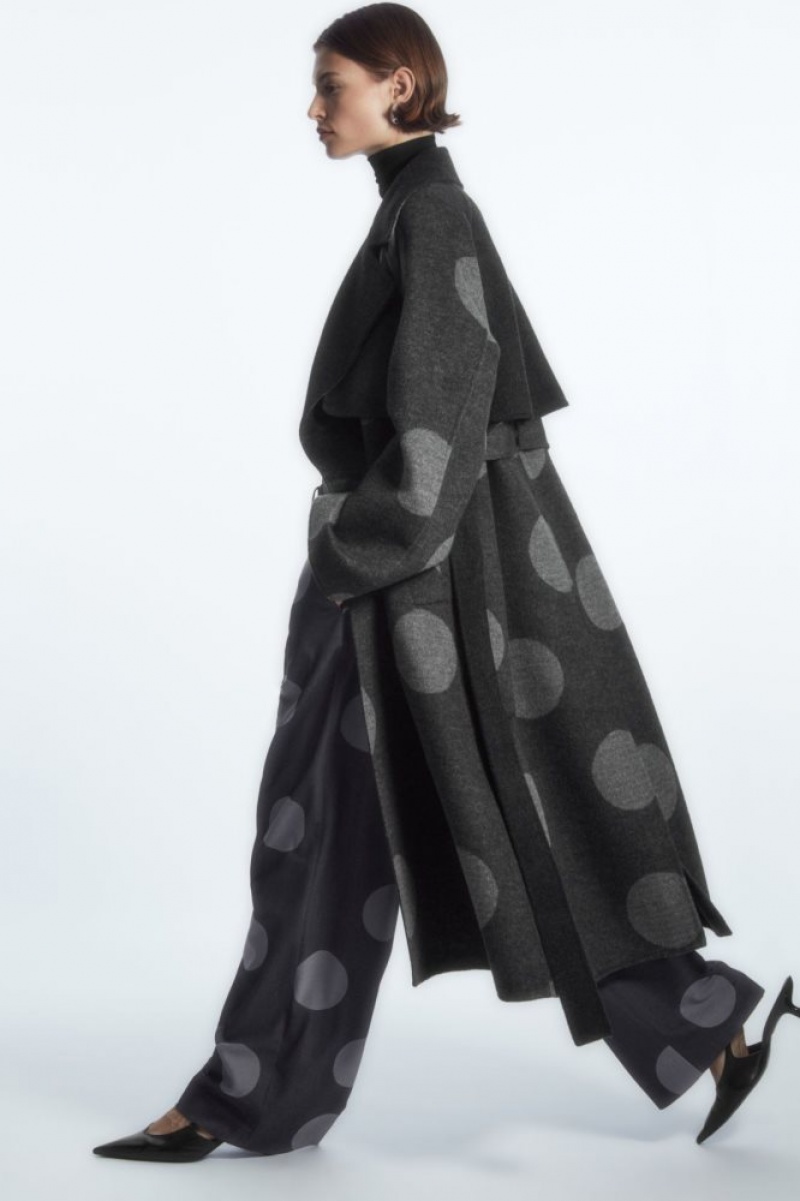 Grey Cos Oversized Polka-dot Wool Coat | AGRTF2687