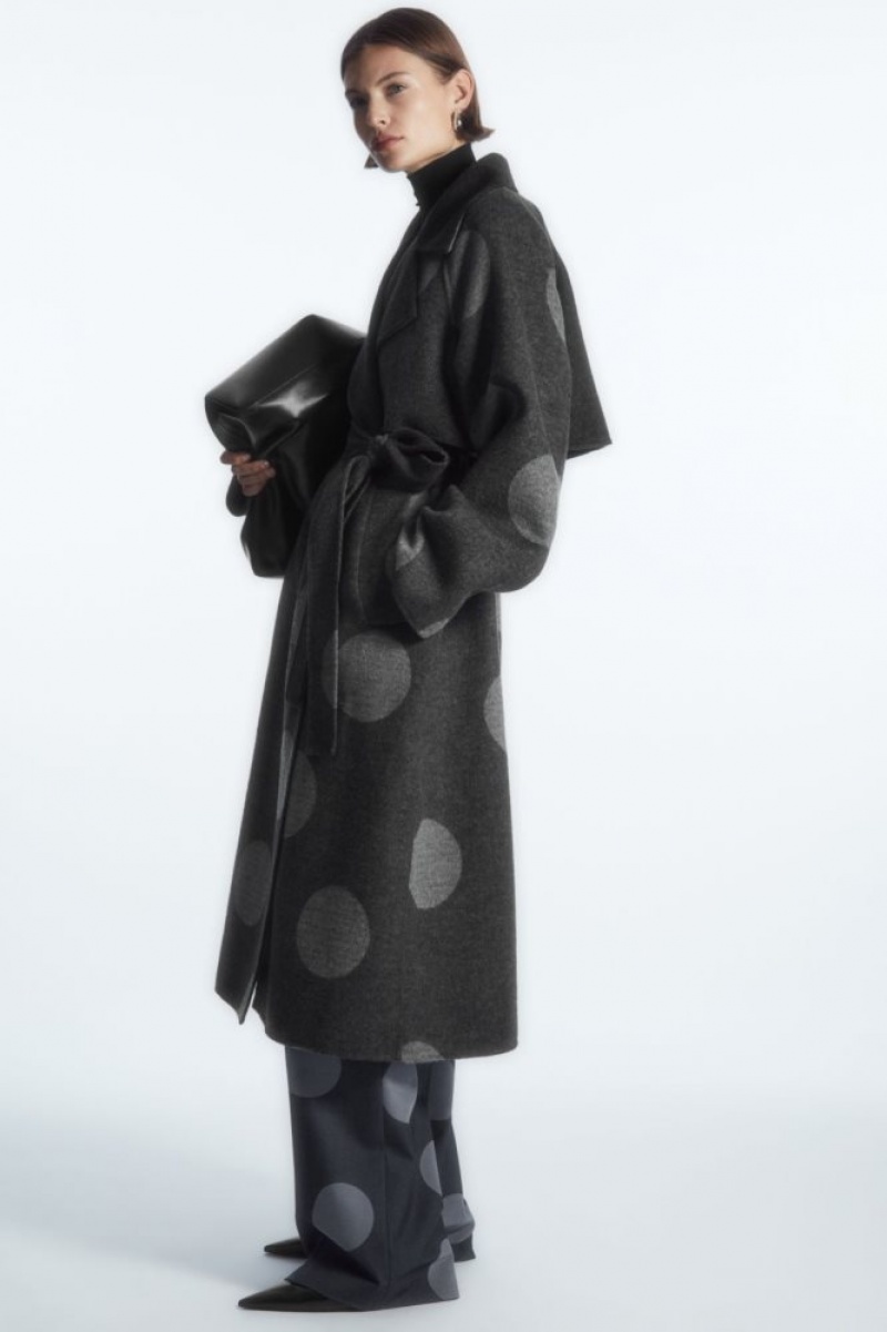 Grey Cos Oversized Polka-dot Wool Coat | AGRTF2687