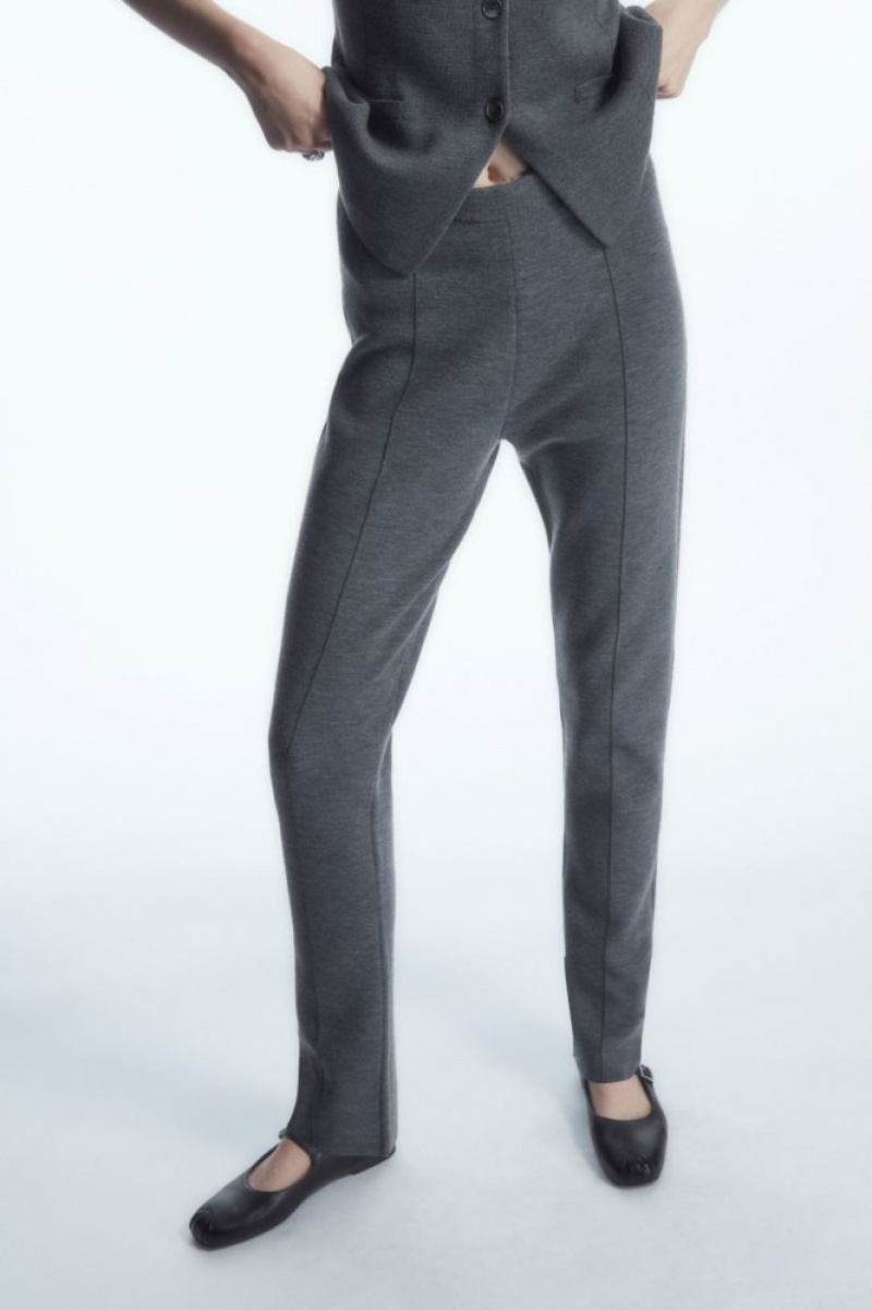 Grey Cos Slim-fit Knitted Pants | SBHUJ5843