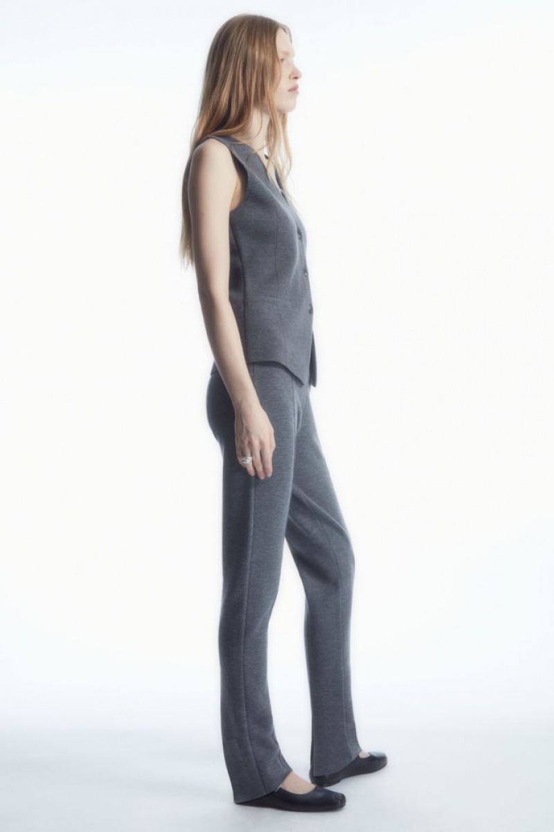 Grey Cos Slim-fit Knitted Pants | SBHUJ5843