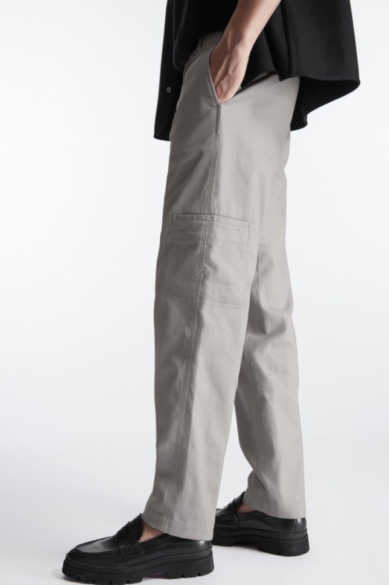 Grey Cos Straight-leg Utility Pants | TMCSU9634