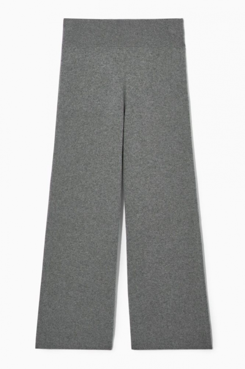 Grey Cos Wide-leg Pure Cashmere Pants | VANBC3921